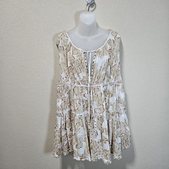 Intimately Free People Sundown Romper Boho Studded Jumper Tiered Beige Sheer XS - Picture 5 of 16